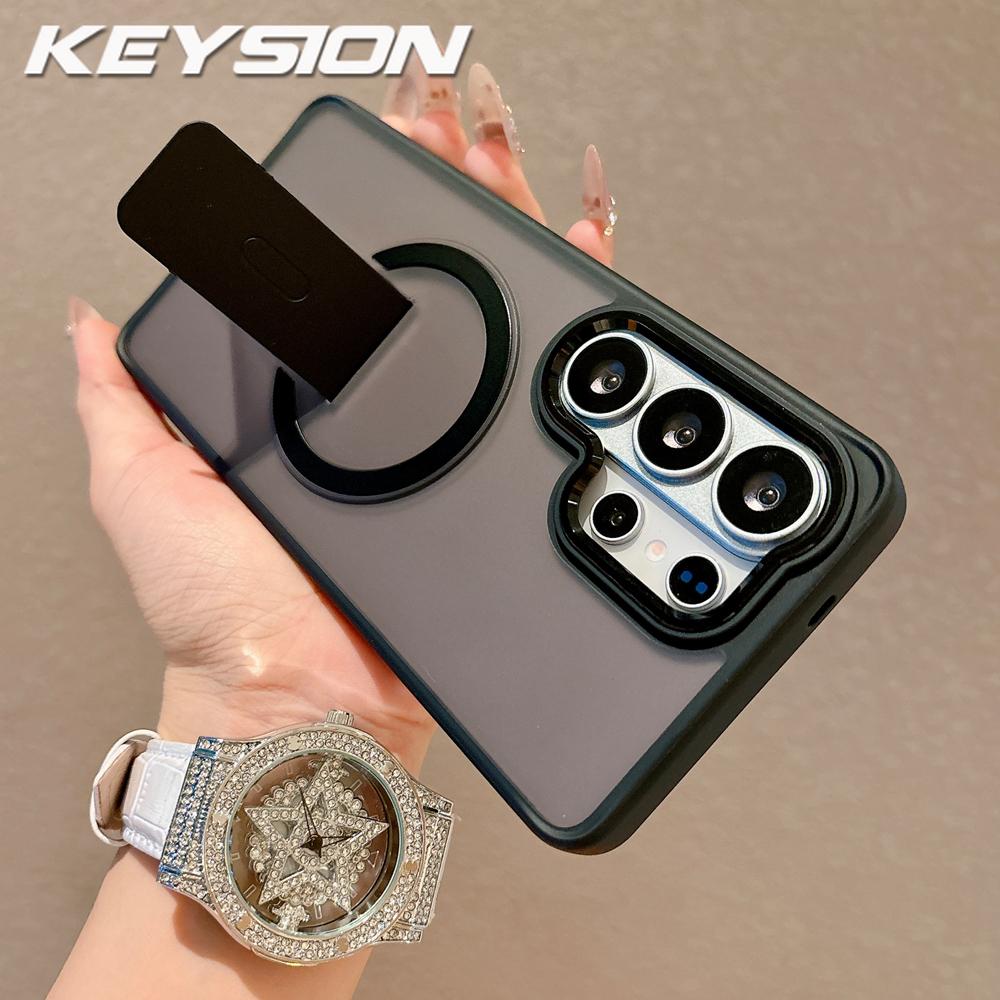 

KEYSION Противоударный Матовый Полупрозрачный Чехол для Samsung Galaxy S26 Ultra 5G S26+ Plus Подставка Беспроводная Зарядка Задняя Крышка Телефона for Galaxy S26