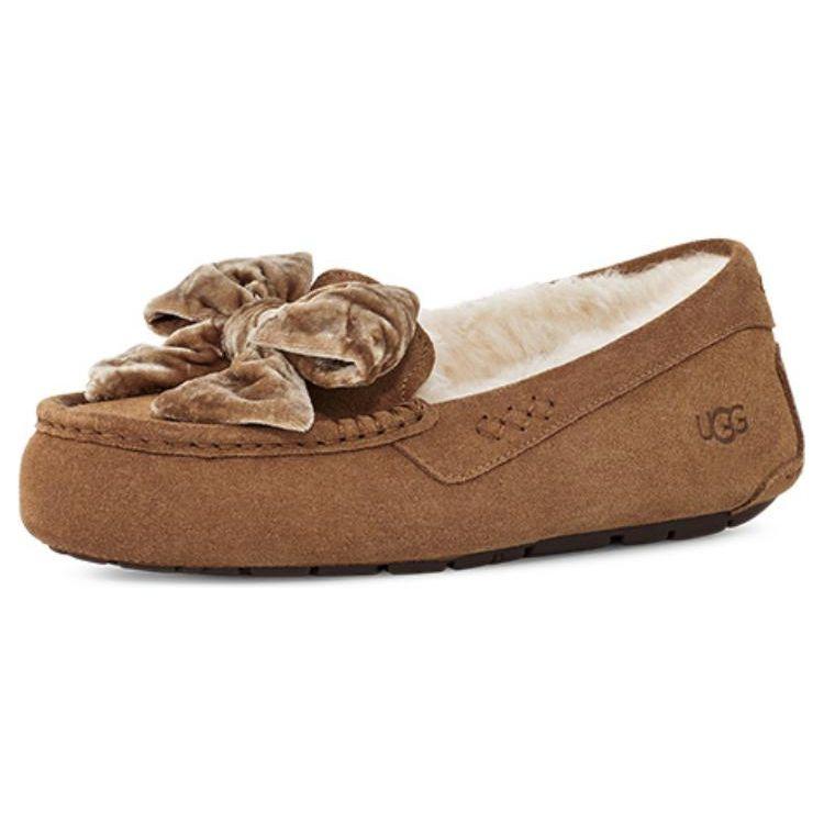 UGG Leisure Ruched Velvet Bow Flat Shoes Women Flats 1138650