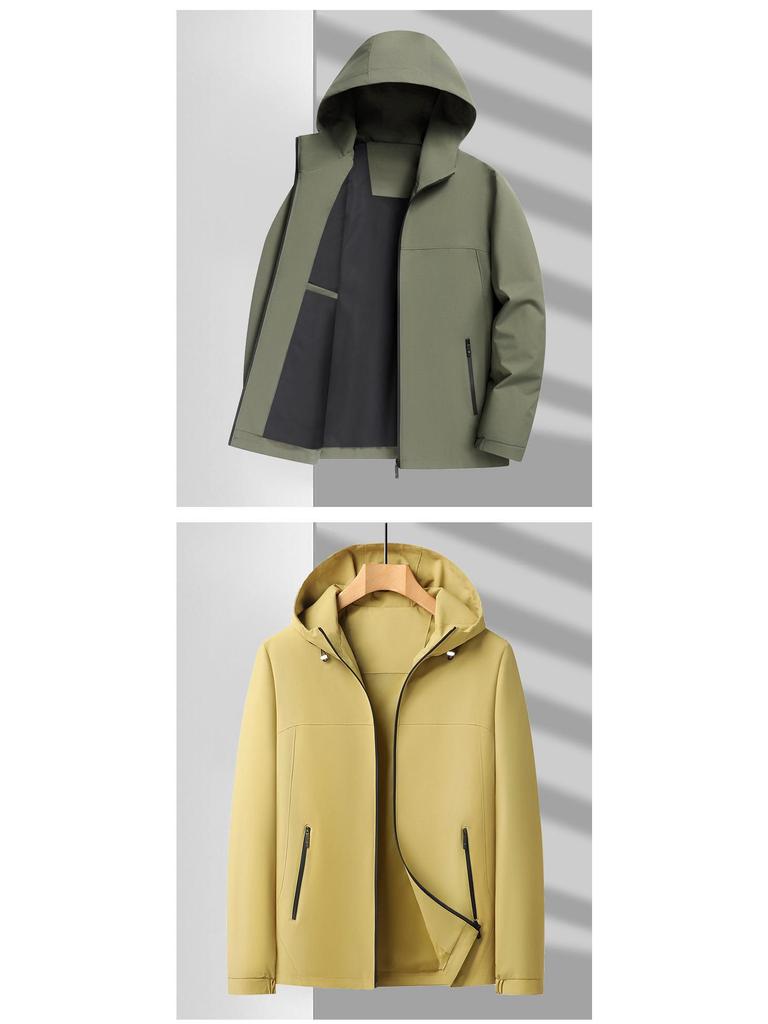 Men's Thin Hooded Cropped Jacket: Spring-Autumn 2026 Business Casual Outerwear