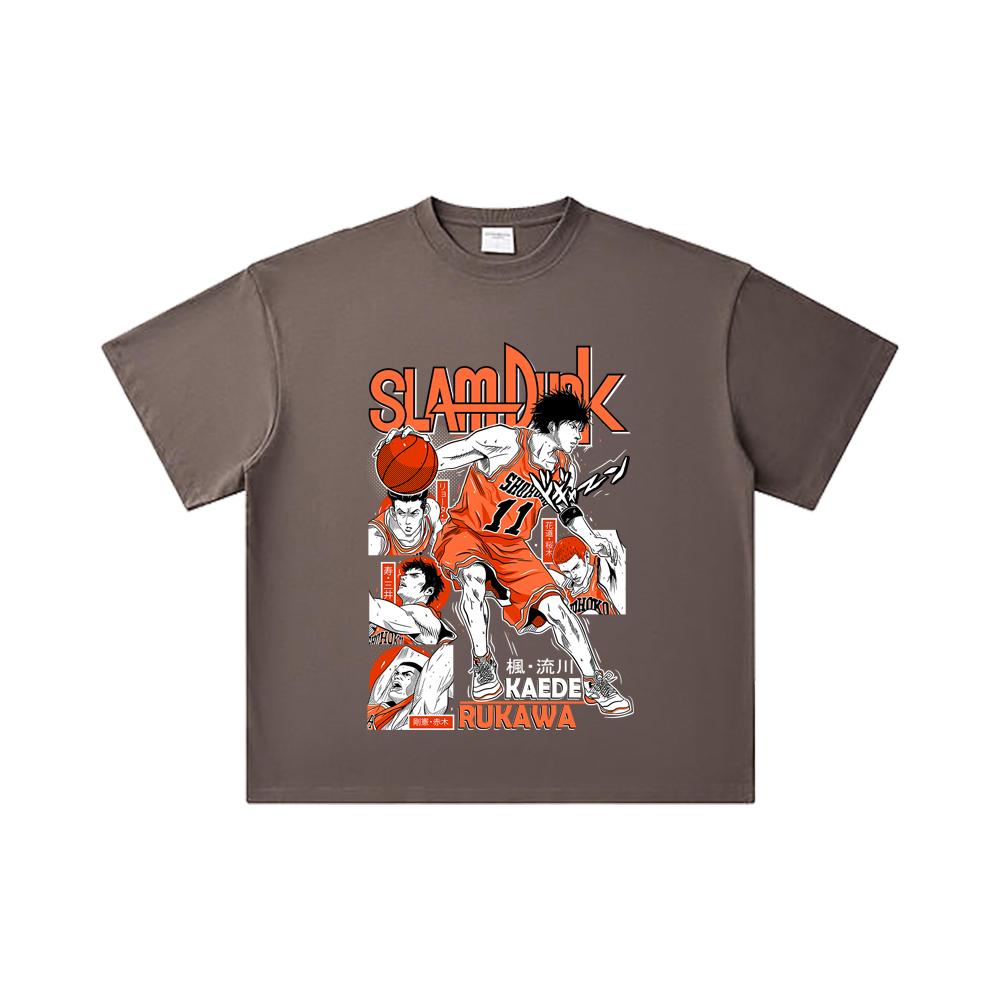 260 GSM Double Yarn 32 Count 100% Cotton Slam Dunk V3 Kaeda Print Unisex Heavy Cotton T Shirt