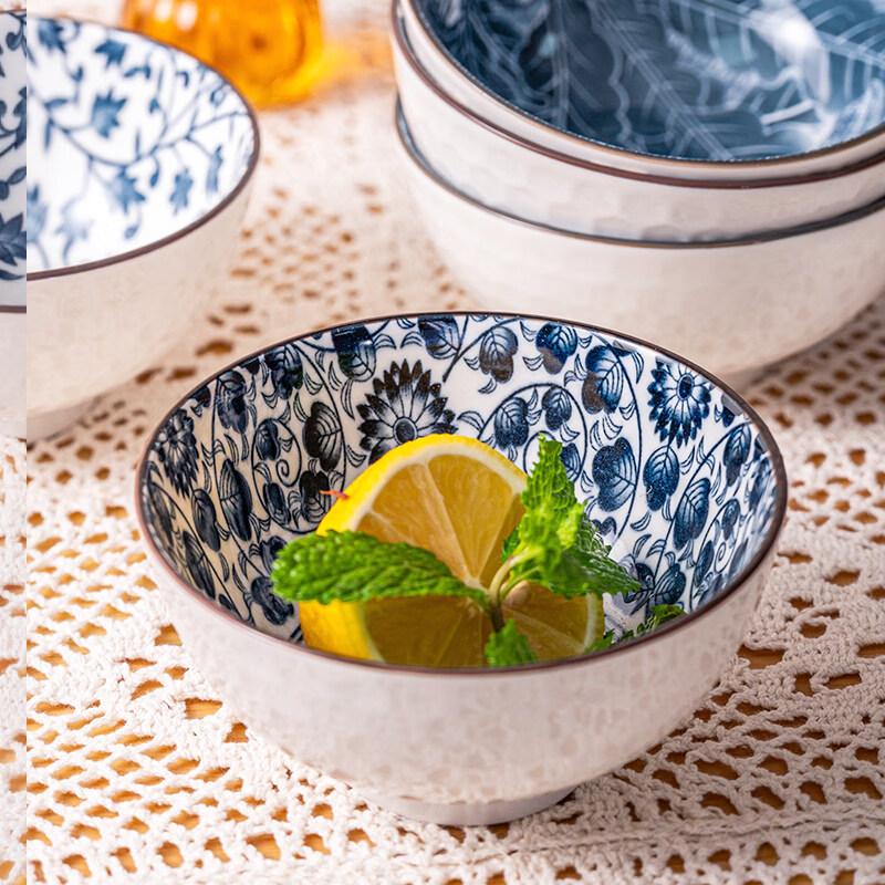 Kanda Aoe Series Blue Rhyme Rice Bowl Set