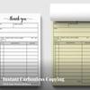 Carbonless Receipt Pad White and Yellow Order Form Chipboard Backing 2Part Book