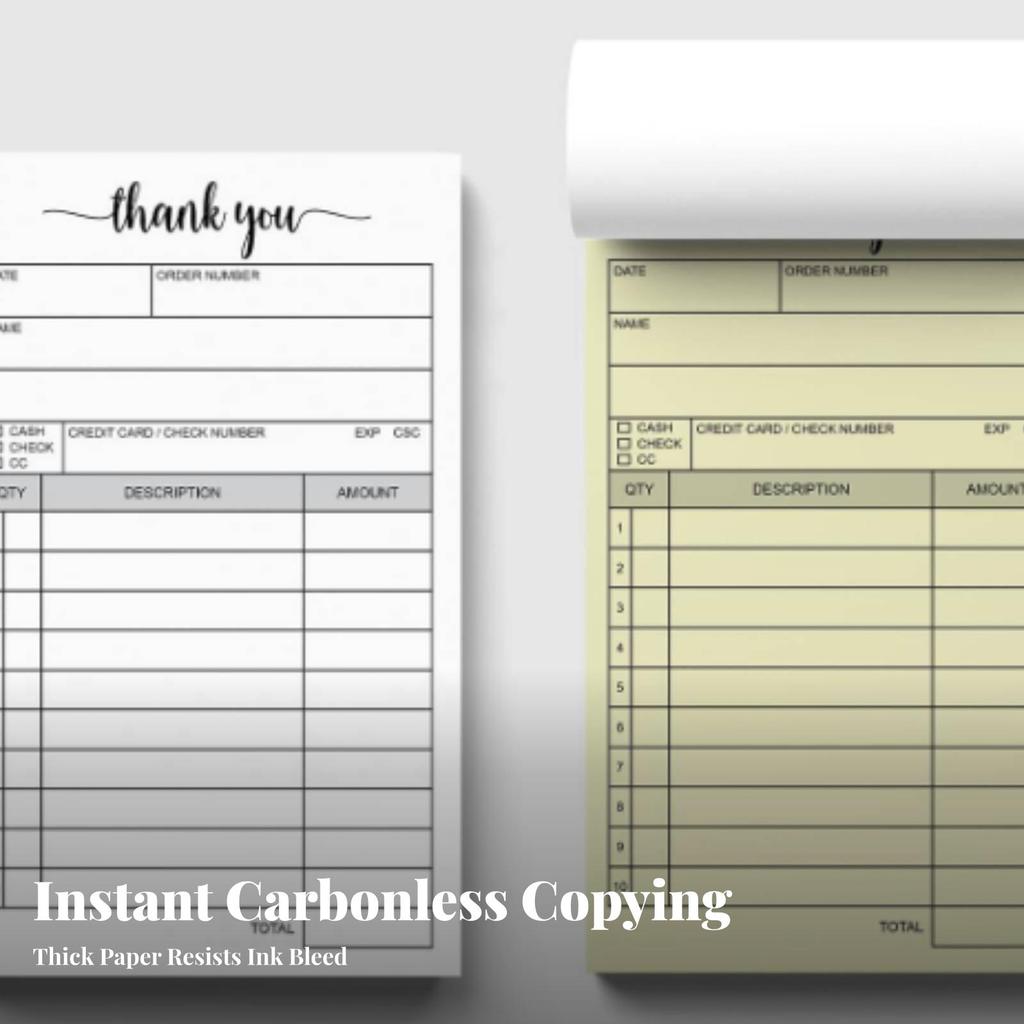 Carbonless Receipt Pad White and Yellow Order Form Chipboard Backing 2Part Book