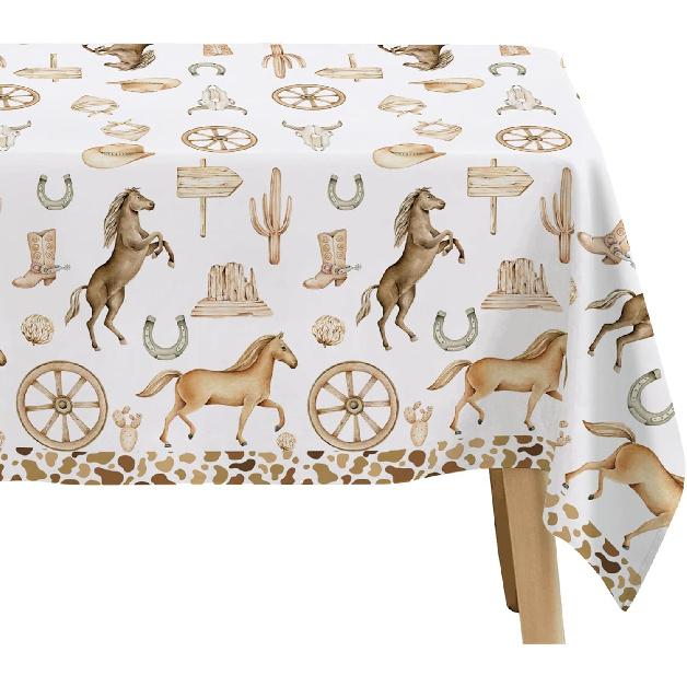 APOWBLS Western Cowboy Party Decorations Tablecloth - Disposable Wild West Cowboy Birthday Party Supplies Table Cover, Western Rodeo Cowboy Birthday