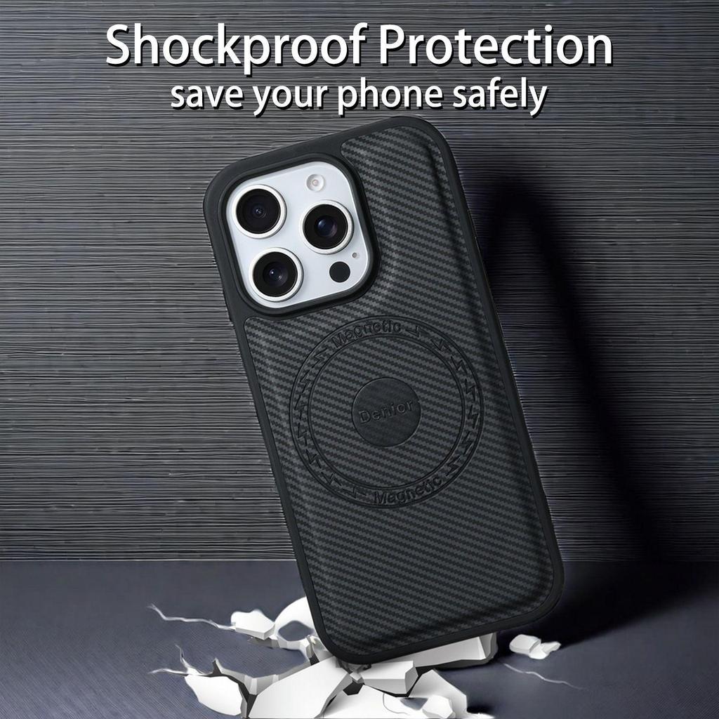 Carbon Fiber Magnetic Phone Case with Detachable Card Holder for iPhone 16 Pro Max (MagSafe Compatible)