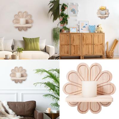 Bohemians Styles Hanging Wood Wall Shelves Rainbow Decoration Portable Accessory for Living Room and Bedroom Use
