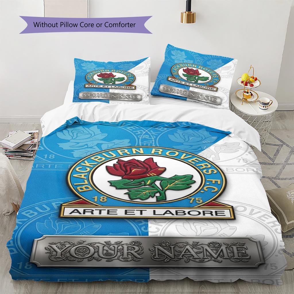 Name Custom Blackburn Rovers Pattern Bedding Set Quilt Cover Pillowcase Home Decor Gift (1 * duvet cover + 2 * pillowcase, without core)