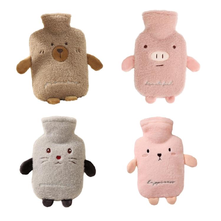 1000ML Handwärmer Wärmepack Heißwasserflaschen Niedliches Tier Wiederverwendbare Heißwasserflasche Handwärmer zur Schmerzlinderung Frauen