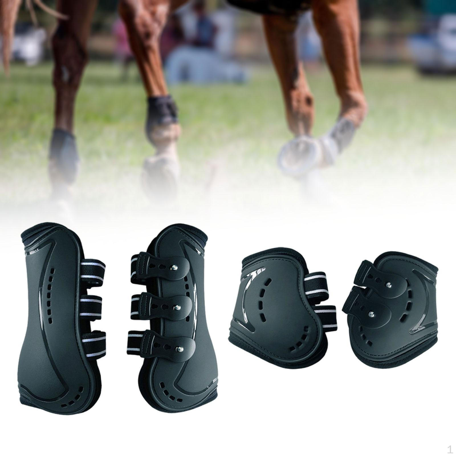 

4 шт. конские сапоги, защитные амортизирующие многоразовые многофункциональные защитные аксессуары для ног для Black and M
