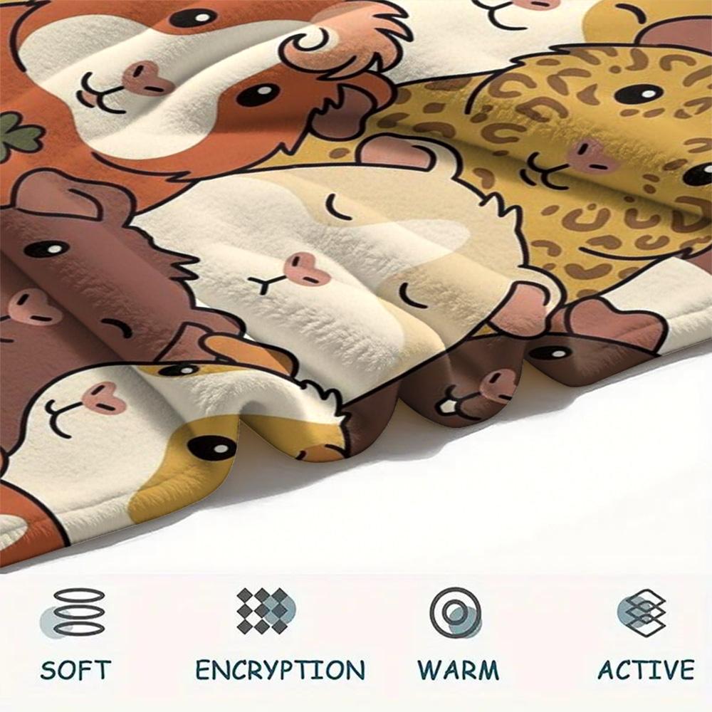 1Pc guinea pig Print Flannel Blanket, High quality Comfortable for All Seasons, Home Decor, Warmth and Comfort, Perfect for Christmas Gifts