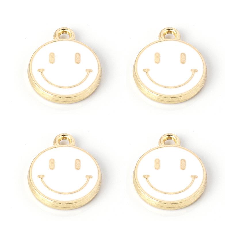 Round Alloy Oil Drip Mini Pendant Vibrant Smiley Face Charm Handcraft Ornament Fashion Bracelet Necklace Earring Making Raw