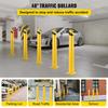 Safety Bollard 48"x5.5", Safety Barrier Bollard 5-1/2" OD 48" Height, Yellow Powder Coat Pipe Steel Safety Barrier, with 4 Free Anchor Bolts, for