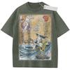 T Shirt Sports T Shirt Short Sleeve T Shirt Multi Color Unisex Pure Cotton Washed Vintage Pokemon Mewtwo and Arceus Japanese