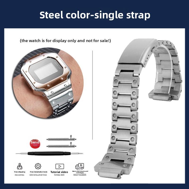 For Casio DW5600 GW-B5600 3229 small square series Modification Stainless Steel Metal Case watchband Rubber Strap men Bracelet
