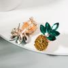 Boucles d'oreilles pour femmes Été Frais Polyvalent Alliage Ensemble Couleur Strass Ananas Boucles d'oreilles à clous