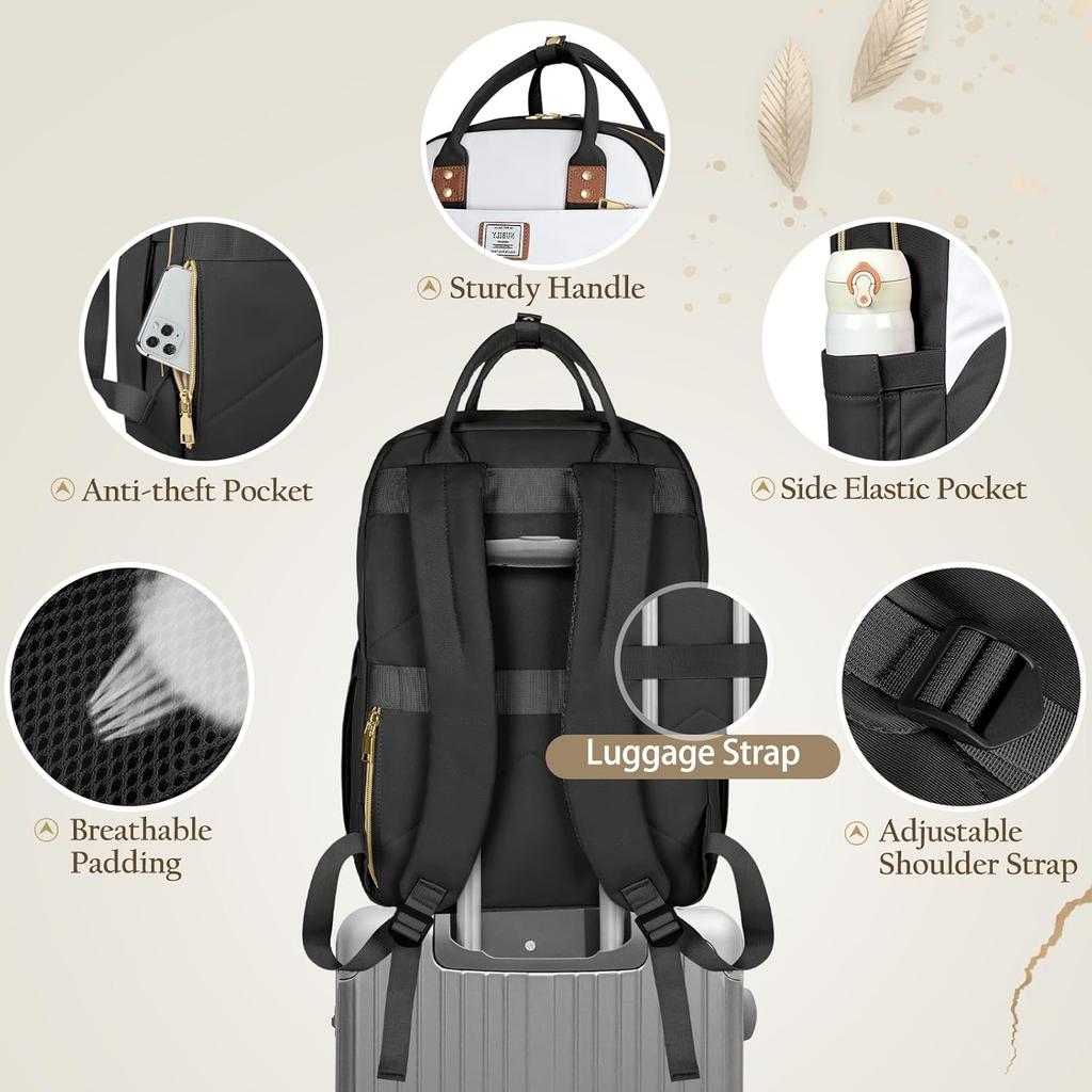 2Pcs Women Travel Backpack Work Waterproof Business Backpacks Outdoor College Carry On Backpacks Casual Bag with Small Bag