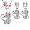 Top Quality Cute Cat Crystal 925 Sterling Silver Color Jewelry Set For Female Women Necklaces Earrings Bridal Jewellery Sets