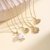Nidin New Popular Octopus Jellyfish/Shell Shape Shine Zircon Pendant Necklace For Women Men Vacation Style Ocean Series Jewelry
