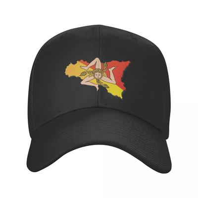 Classic Sicily Sicilia Flag Map Baseball Cap for Women Unisex Breathable Italian Sicilian Pride Dad Hat Sports Snapback Caps