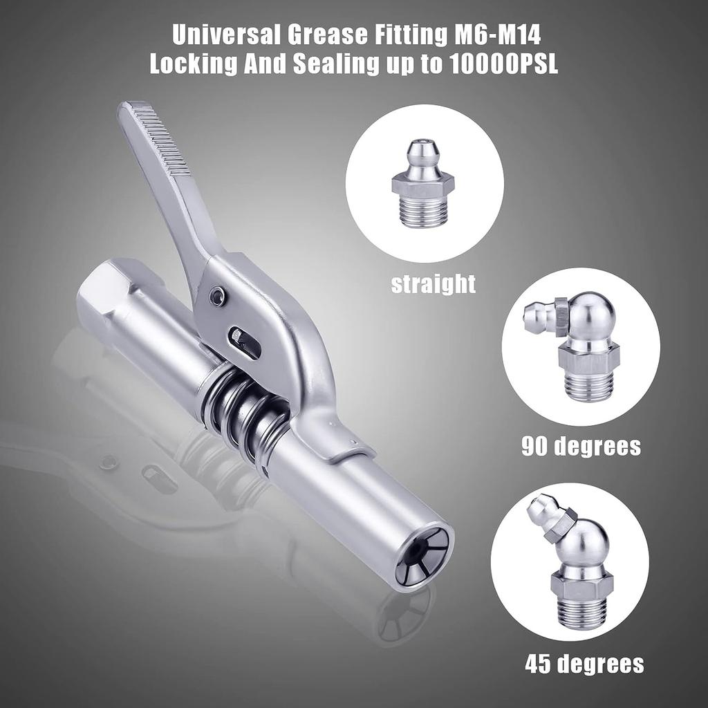 1x Kupplung für langlebige Fettpresse, Mundstückkupplung, Schnellverschluss-Armaturen, kompatibel mit Fettpresse, 1/8 Zoll NPT-Armaturen, Upgrade auf 12000 PSI