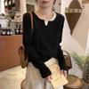 Women's French-Style Knit Sweater: Chic, Soft, Two-Piece Look with Revealing Collarbone for Spring, Autumn, and Winter.