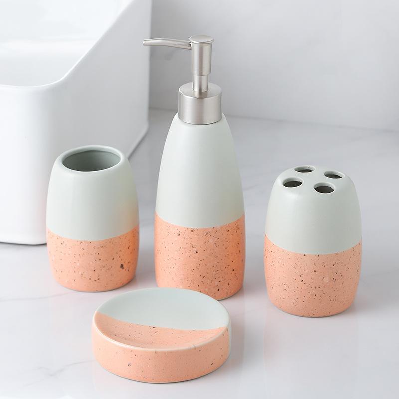 Creative Gradient Ceramic Lotion Bottle Toothbrush Holder Soap Dish Bathroom Accessories Press-type Lotion Bottle Soap Dispenser