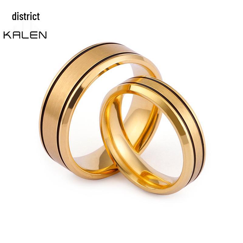 

Gold Sandblasted Finish Stainless Steel Couple Ring - Modern Jewelry Size 10