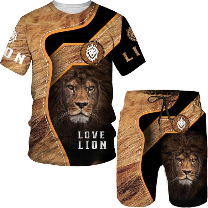16 summer new fashion 1D lion print men's sportswear 1-piece wholesale