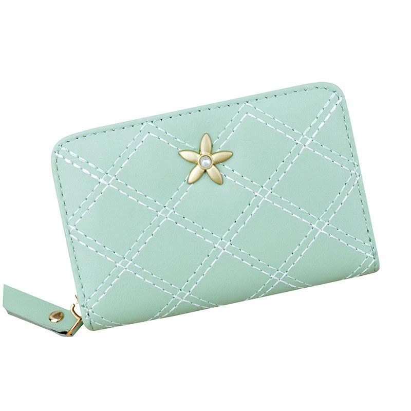 Women Fashion Zipper Mini Purse Artificial Leather Card Holder for Ladies Short Wallets