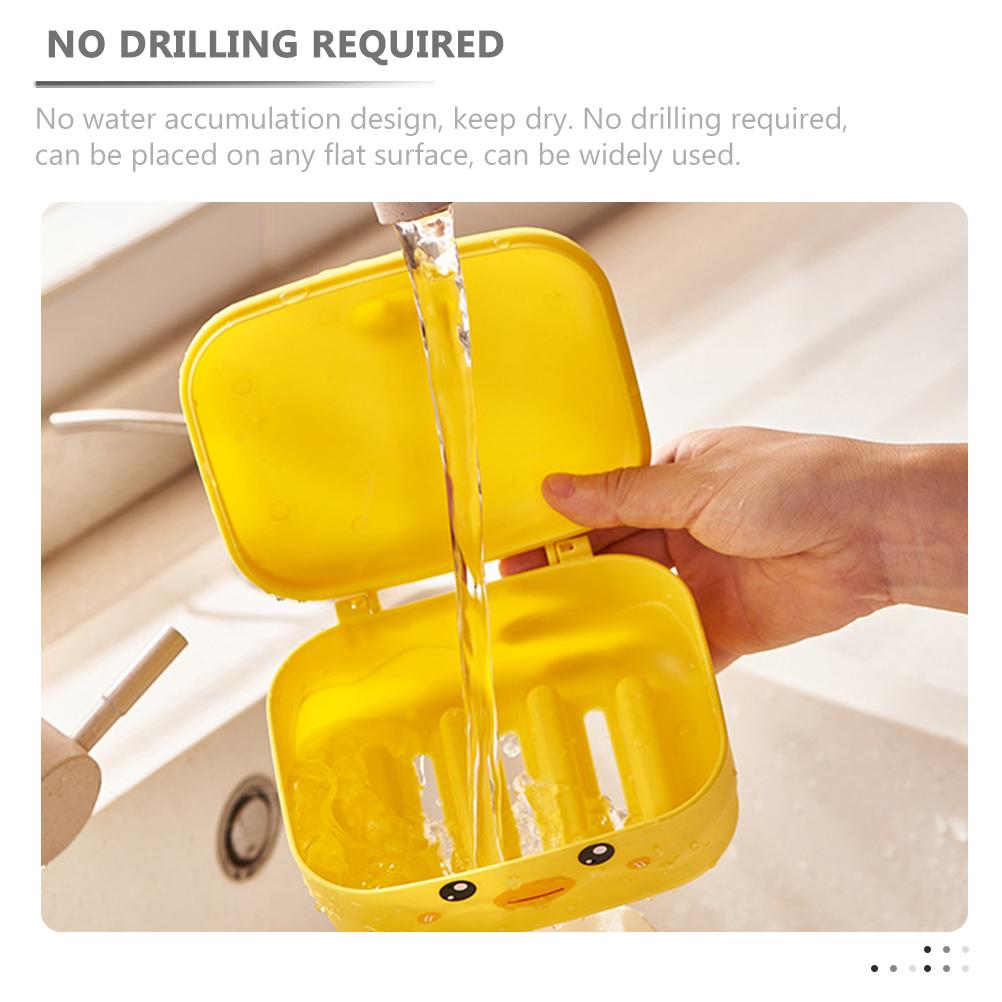 Drain Soap Dish Case Animal Design Portable Plastic Bathroom Travel Holder Cute Lid Storage No Drill Soap Box Home Use Non Slip