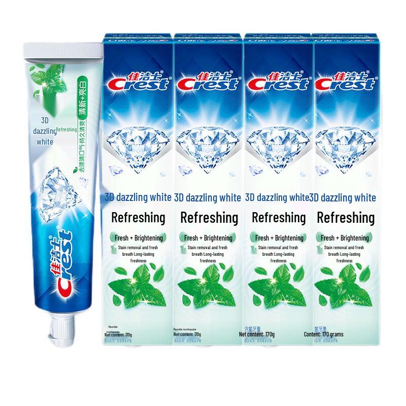 Crest 3D White Enamel Fresh Mint Toothpaste, 4-Pack
