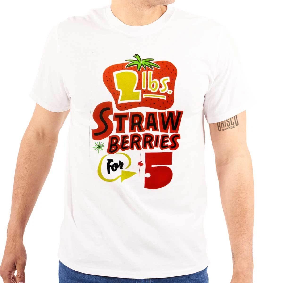 Retro Strawberries Supermarket Food Poster Womens or Mens Crewneck T Shirt Tee S