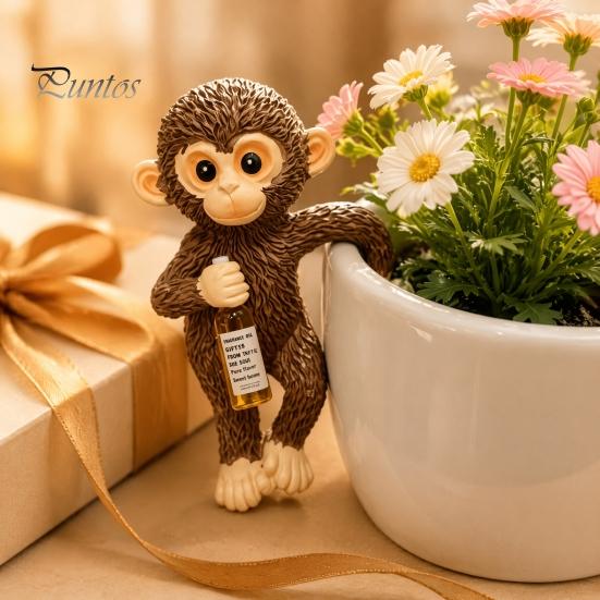 Cute Monkey Figurine Planter Hanging Statue, Resin Plant Pot Hugger, Birthday Present for Mom Miniature Flower Edge Decoration Decor Balcony