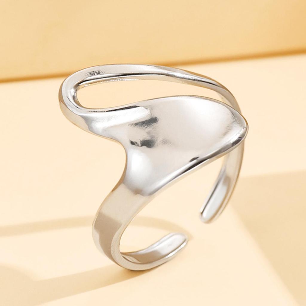 Stainless Steel Geometric Twisted Adjustable Ring