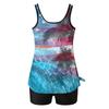 Women’s Tankini Swimsuit Set with Printed Top and Solid Shorts Scoop Neck Sleeveless Swimwear for Beach Pool Activities