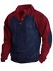 Men's European Size Outdoor Corduroy Color Block Raglan Sleeve Stand Collar Hoodie