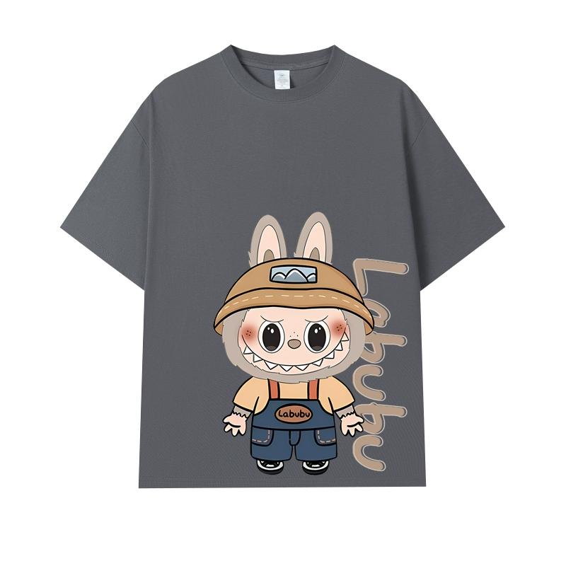 Cartoon Monster Elf Labubu Kids Printed T-shirt Summer Men's and Women's Casual Outdoor Girl Short Sleeved T-shirt Top