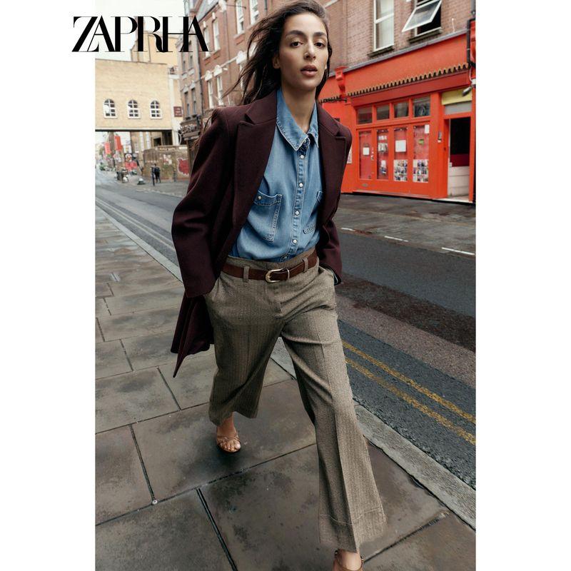 Zaprha 2025 Autumn New Casual Simplicity Lapel Split Soft Shoulder Pad Coat Outerwear Women 3046282