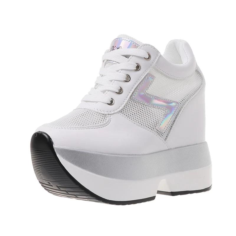 

Модные весенние дышащие сетчатые кроссовки со скрытой платформой, спортивная обувь 2024, женские клиновидные повседневные массивные туфли, обувь на высокой платформе 10,5 см 36