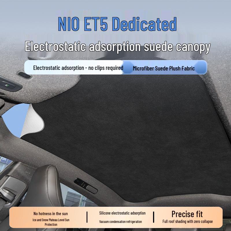 Compatible with Nio ET5t/EC7/EC6: Electrostatic Sunroof Sunshade for Interior Light Blocking and Sun Protection.