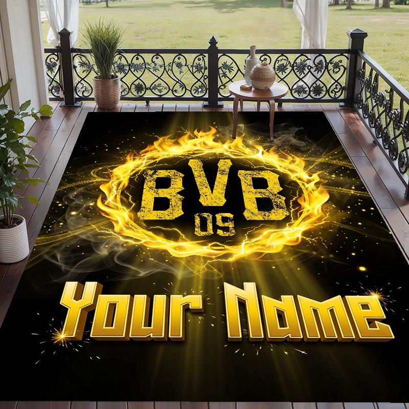 Benutzerdefinierter Teppich mit Aufdruck Borussia Dortmund Rutschfester Bodenbelag Für Wohnzimmer-Dekoration