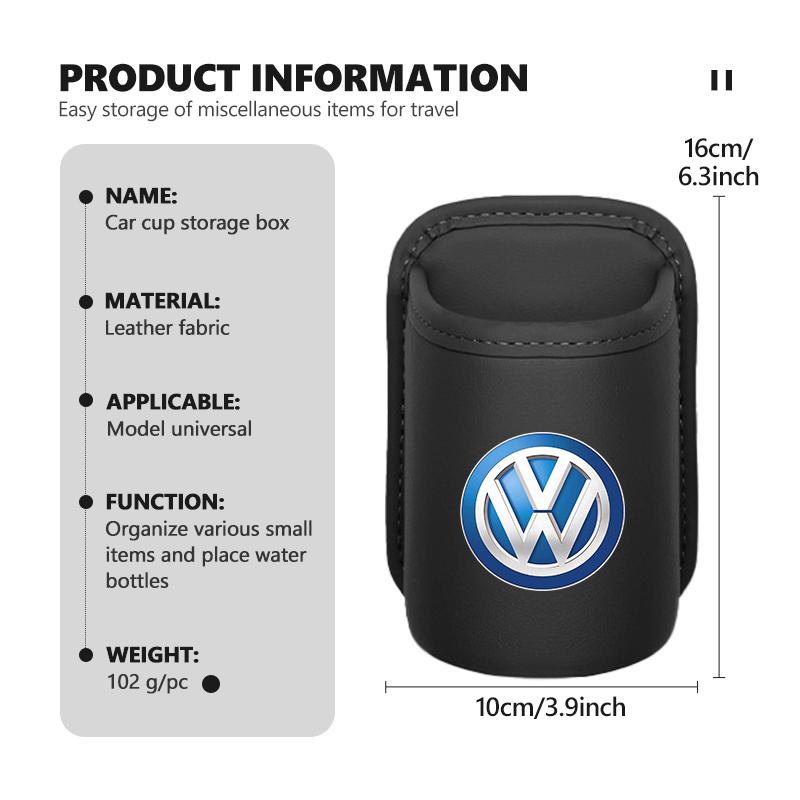 Car Leather Side Door Cup Holder Wear-Resistant Waterproof For Volkswagen VW Scirocco Passat Polo B5 B6 B7 CC Tiguan Sharan