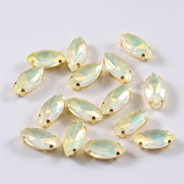 

100 шт. стеклянных опаловых дрелей для шитья, конский глаз, ручная дрель с отверстием, мокко, стразы, одинарный коготь, аксессуары для украшений своими руками, стразы, пришивные бусины 7 * 15mm silver