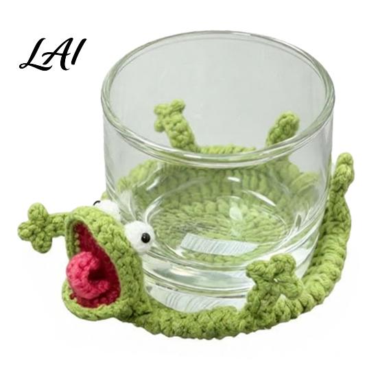 Craft Kit For Beginners Crochet Lizard Coaster Funny Handmade Animal Cup Mat 3D Knitted Colorful Coaster Drink for Desk Cute Heat Resistant