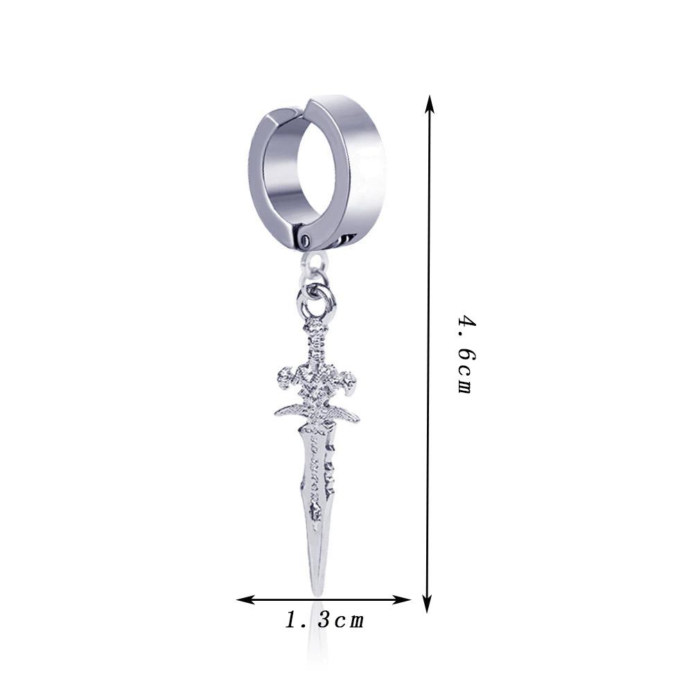 1pc Fashion Cross Pendant Ear Clip Non Piercing Earrings Fake Earrings for Men Women Punk Personalized Stainless Steel Zircon