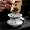 Hand-painted Tea  Fat Jade White Porcelain Gaiwan Household Ceramic Tea Infuser Traditional with Cover Teacup