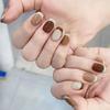 24 Stück Karamellbraun Ombre Glitzer Press-On Nägel Quadratisch Kurz Wiederverwendbar Künstliche Nagelspitzen Einfach Elegant Künstliche Nägel