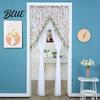 French Retro Style Door Drape Sheer Lace Curtain Embroidered Floral Doorway Curtain with Beads Embroidery Room Divider Rod Pocket for Bedroom Living