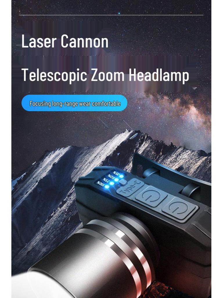 Rechargeable Waterproof LED Headlamp with Long Battery & Zoom for Night Fishing and Mining