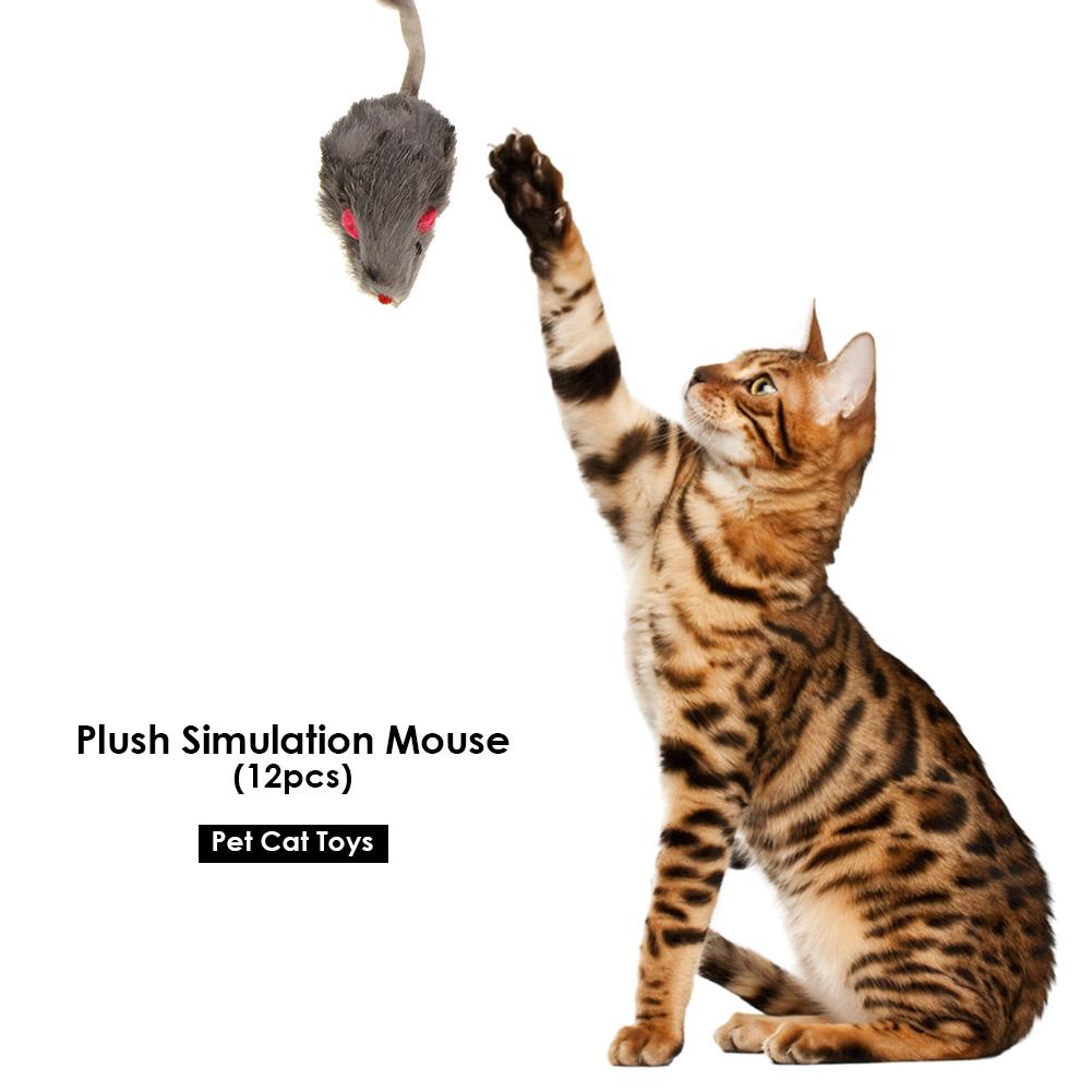 12pcs Furry Plush Mouse Eco-friendly Rat Interactive Toys Non-toxic Catmint Lightweight Soft Cute Training Game Cat Supplies